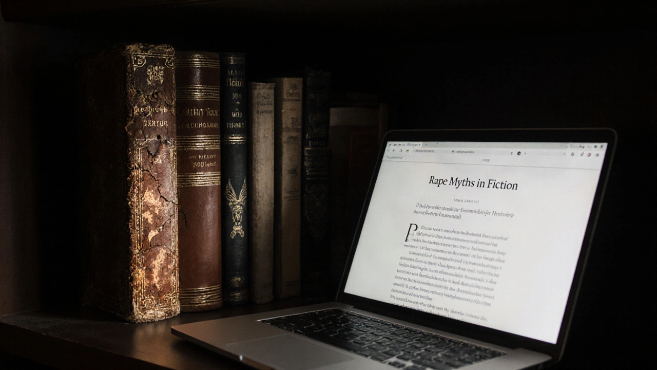 A banned 19th-century erotic book sits beside modern academic research in a library.