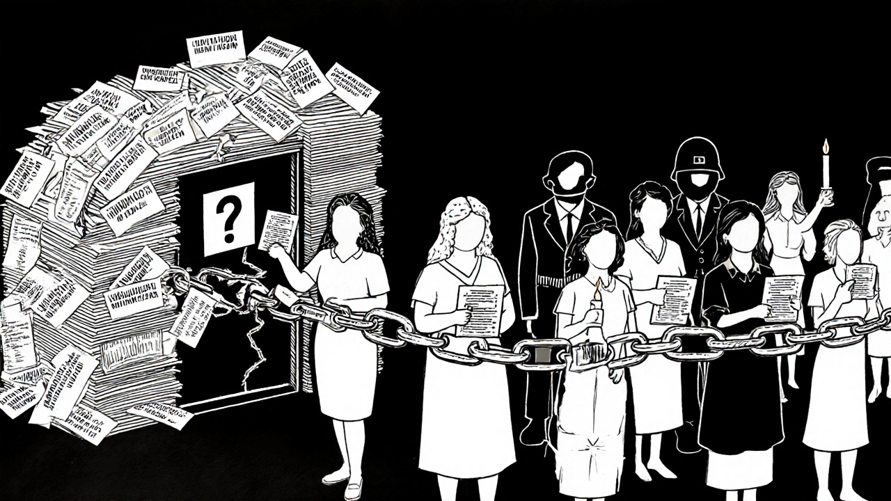 Women unite holding petitions and candles, breaking free from a lock hospital door.