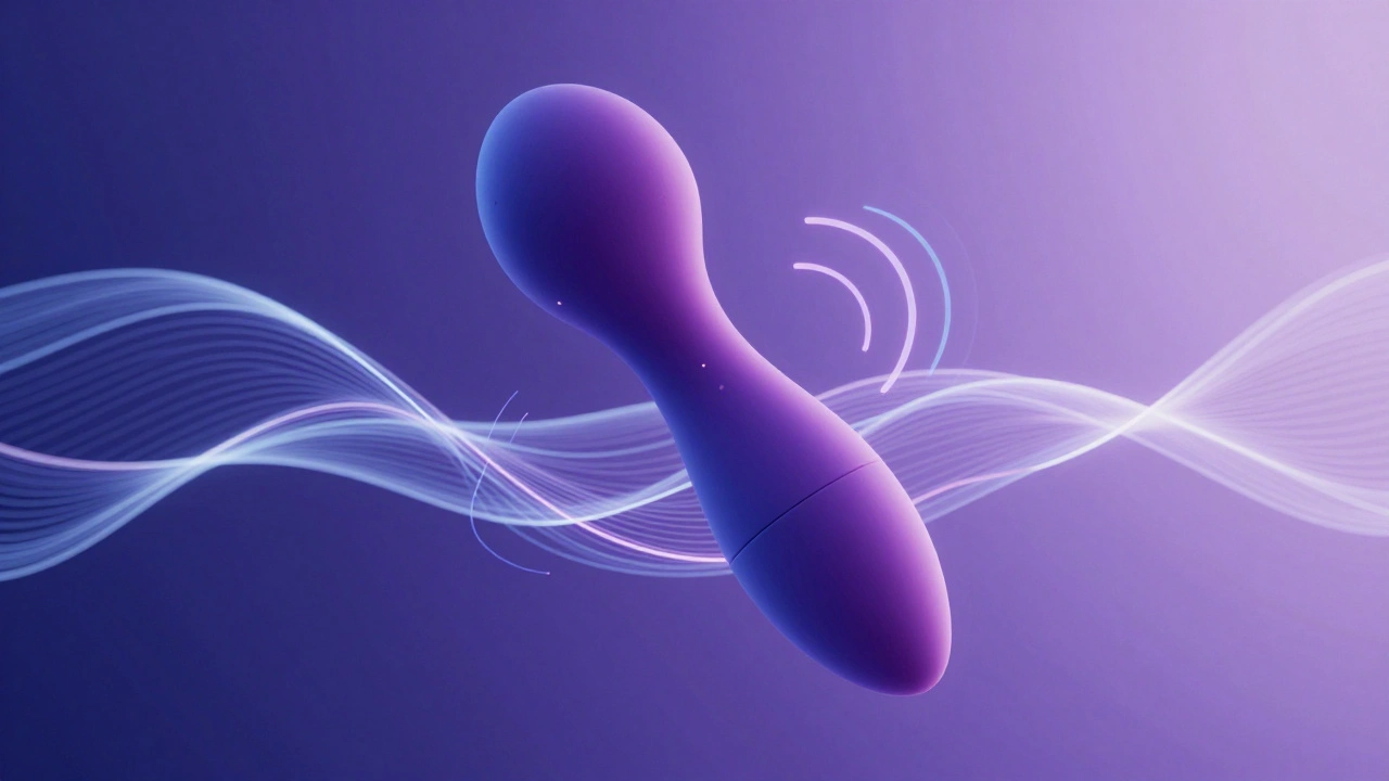 Abstract representation of a sensory-friendly sex toy activated by chin and voice controls.