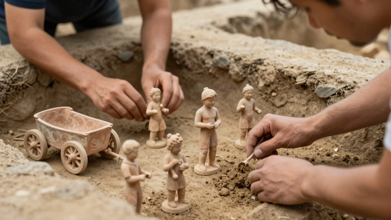 Archaeologists uncovering children's toys at Murlo excavation site