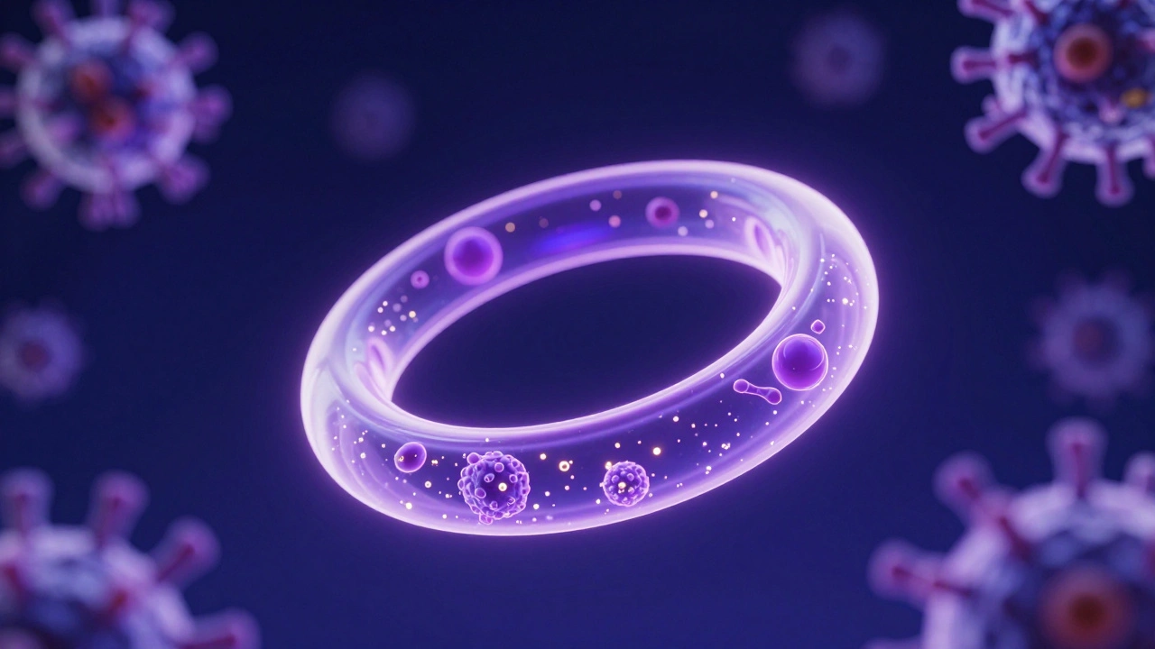 A glowing futuristic medical ring representing a multipurpose prevention tool.