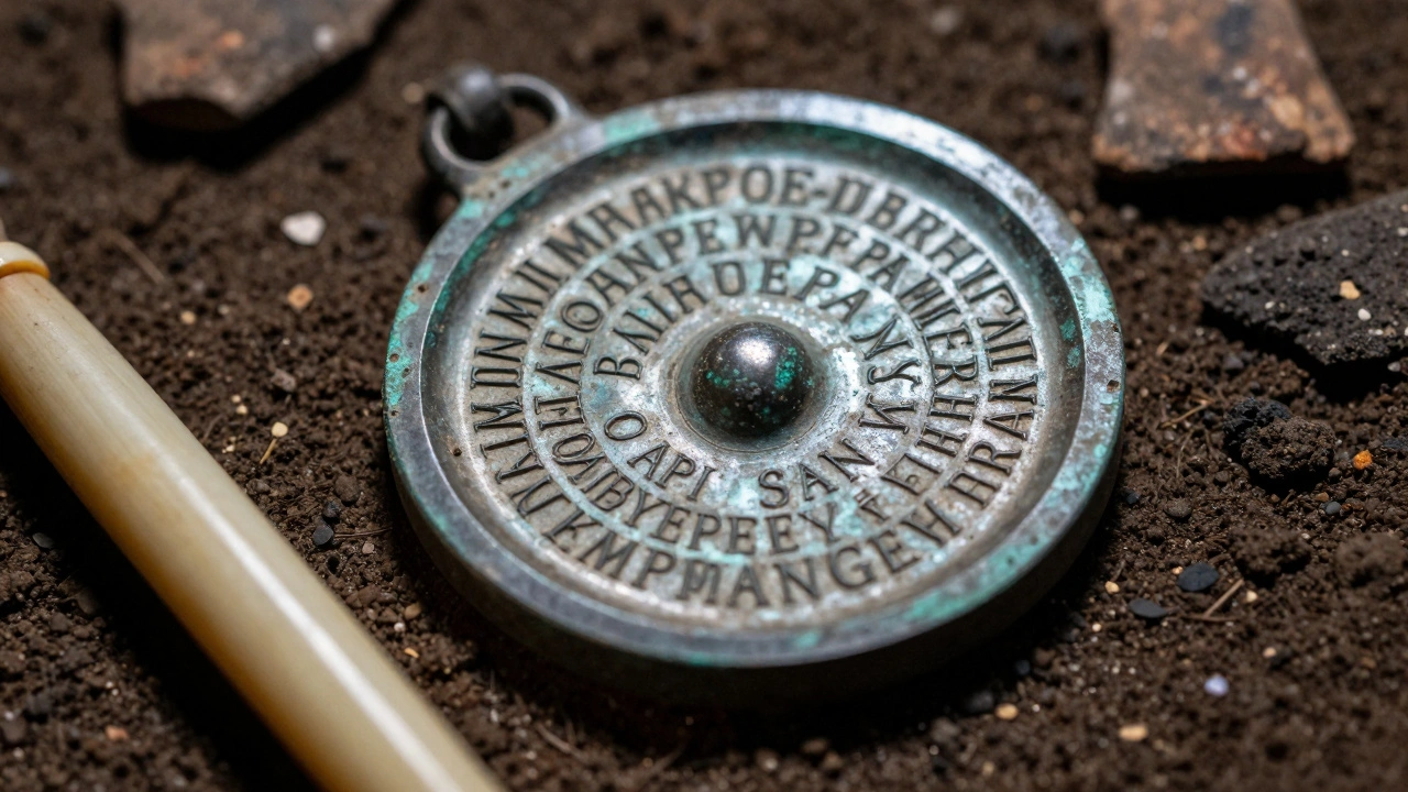 Bronze mirror and spindle with Etruscan female name inscriptions