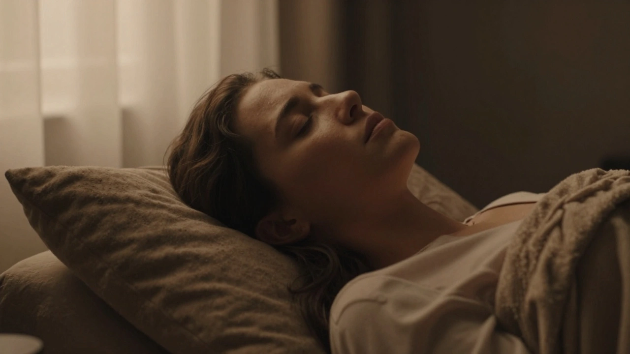 Serene person relaxing in warm light, illustrating stress relief and arousal