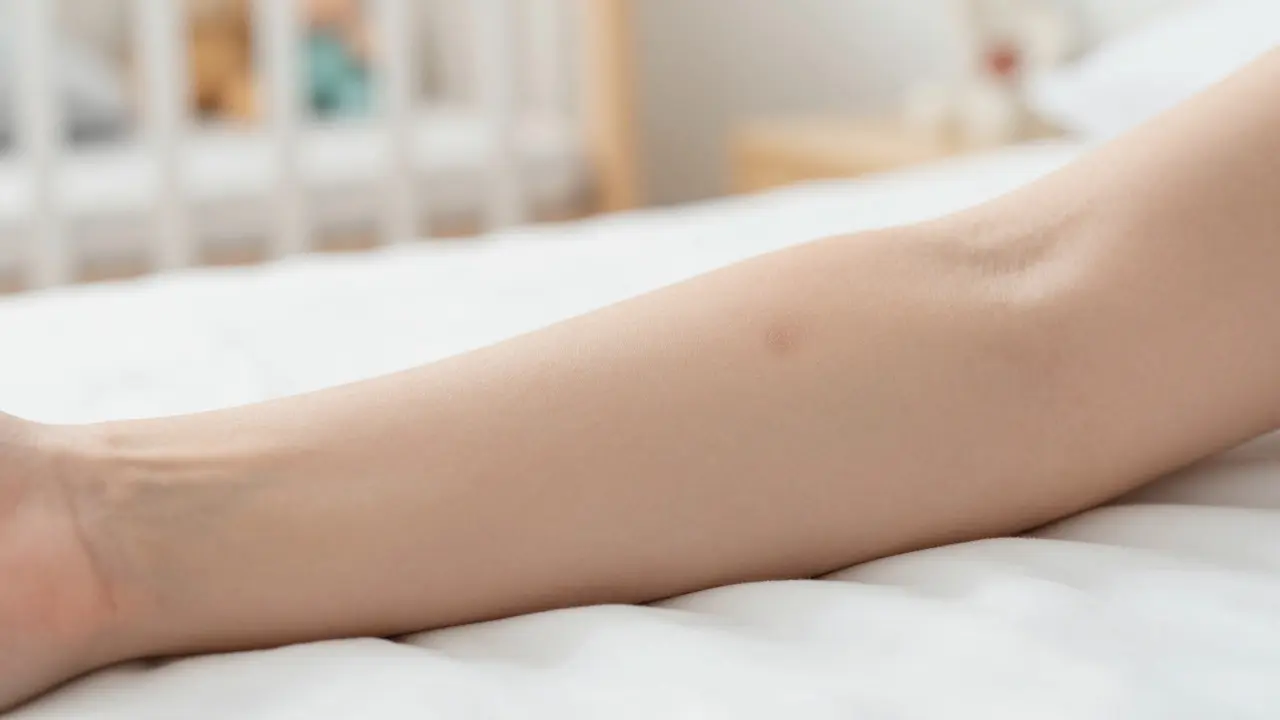 Close-up of a woman's arm showing a subdermal contraceptive implant under the skin
