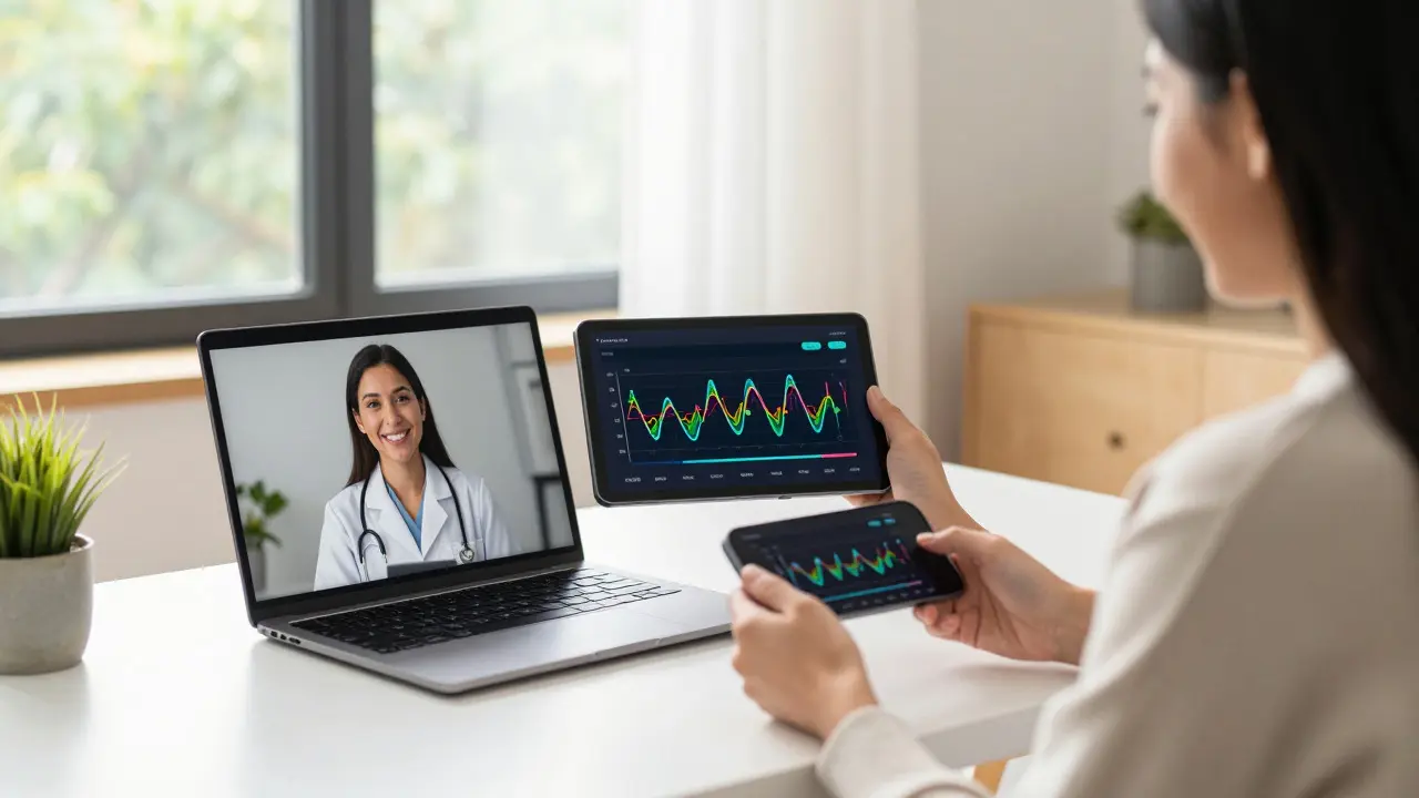 Doctor and patient consulting via video call
