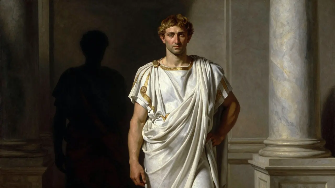 Painting contrasting active and passive roles in Roman society with dramatic lighting