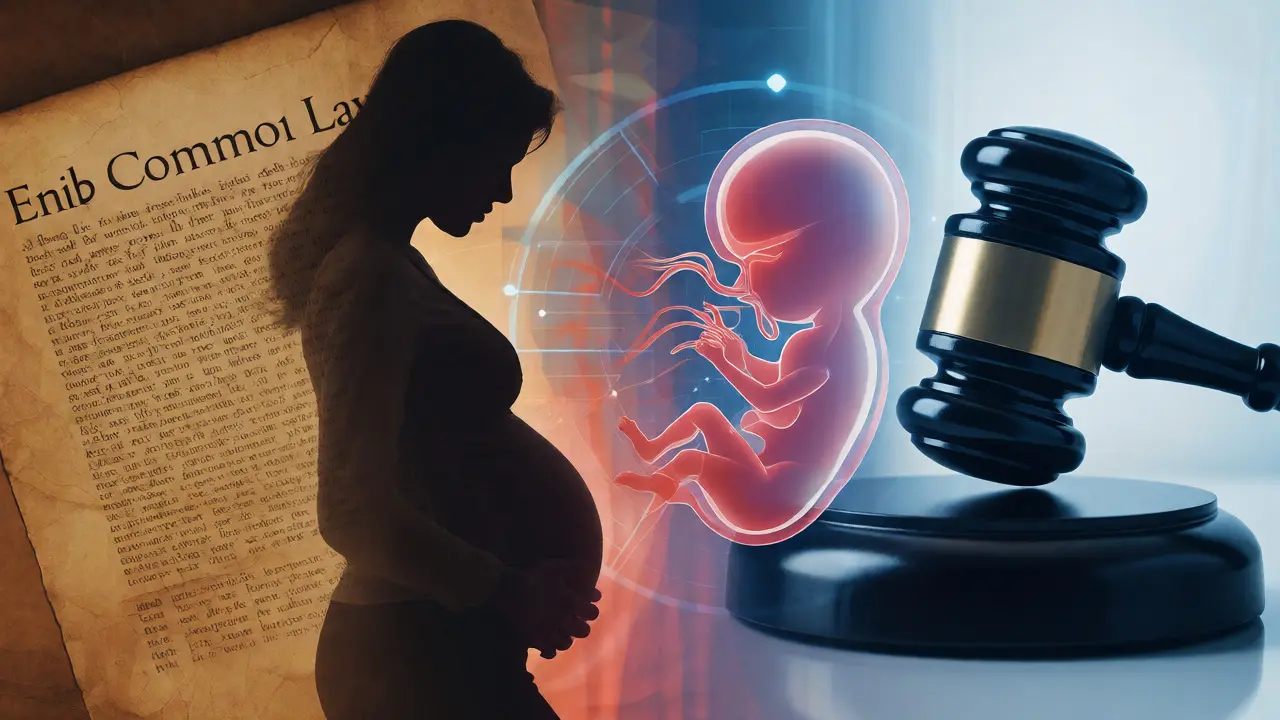 Conceptual blend of common law scrolls and modern fetal anatomy